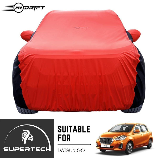 Neodrift® - Car Cover for HATCHBACK Renault Dutsun Go-#Material_SuperTech (₹5499/-)#Color_Red+Black