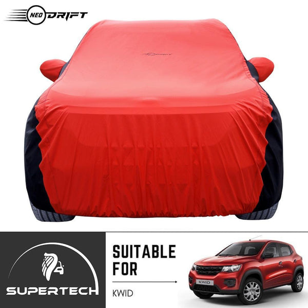 Neodrift® - Car Cover for HATCHBACK Renault Kwid-#Material_SuperTech (₹5499/-)#Color_Red+Black