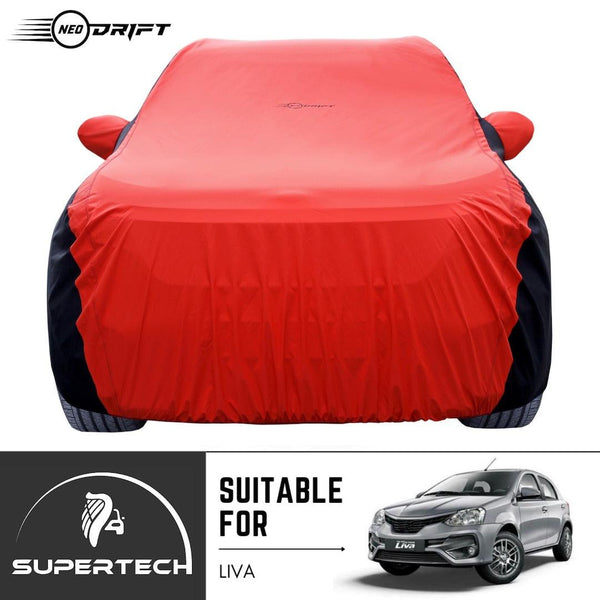Neodrift® - Car Cover for HATCHBACK Toyota Liva-#Material_SuperTech (₹5499/-)#Color_Red+Black