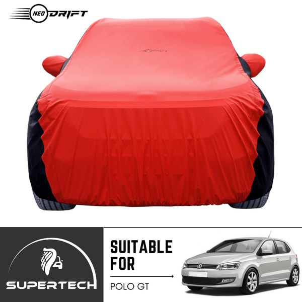 Neodrift® - Car Cover for HATCHBACK Volkswagen Polo GT-#Material_SuperTech (₹5499/-)#Color_Red+Black