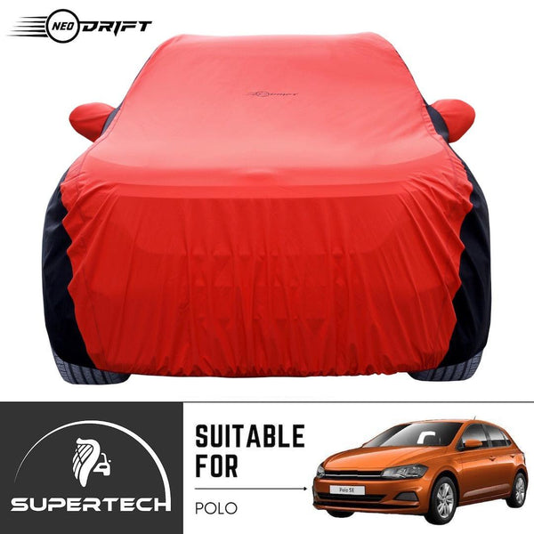 Neodrift® - Car Cover for HATCHBACK Volkswagen Polo-#Material_SuperTech (₹5499/-)#Color_Red+Black