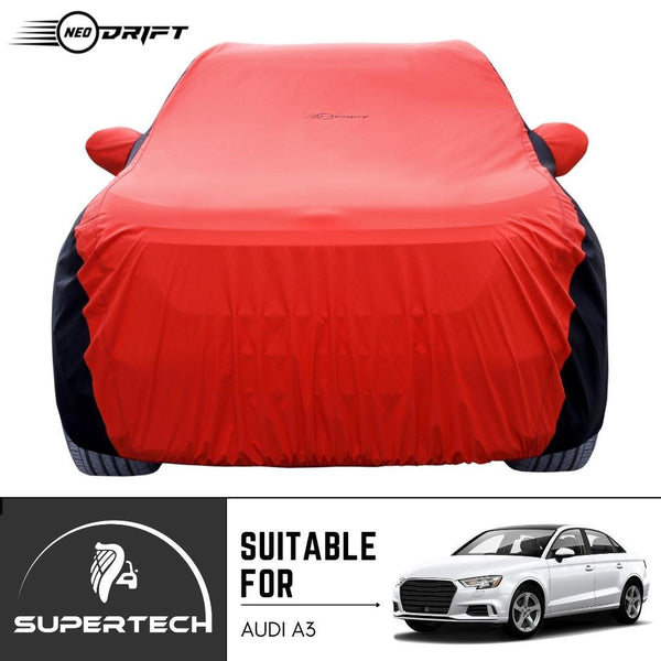 Neodrift® - Car Cover for SEDAN Audi A3-#Material_SuperTech (₹6499/-)#Color_Red+Black