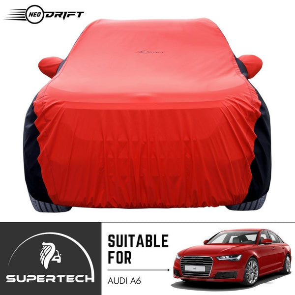Neodrift® - Car Cover for SEDAN Audi A6-#Material_SuperTech (₹6499/-)#Color_Red+Black