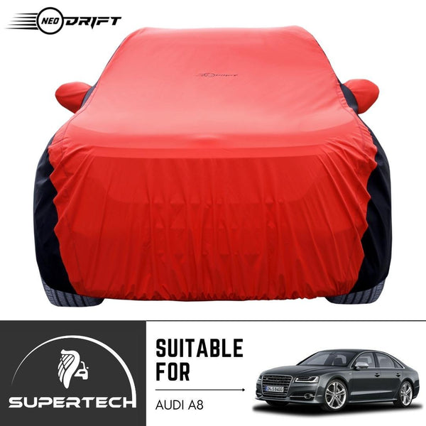 Neodrift® - Car Cover for SEDAN Audi A8-#Material_SuperTech (₹6499/-)#Color_Red+Black