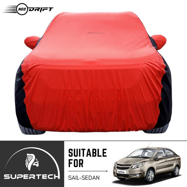 Neodrift® - Car Cover for SEDAN Chevrolet Sail Sedan-#Material_SuperTech (₹5999/-)#Color_Red+Black