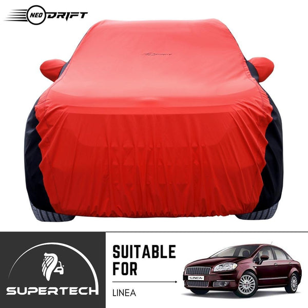 Neodrift® - Car Cover for SEDAN Fiat Linea-#Material_SuperTech (₹5999/-)#Color_Red+Black
