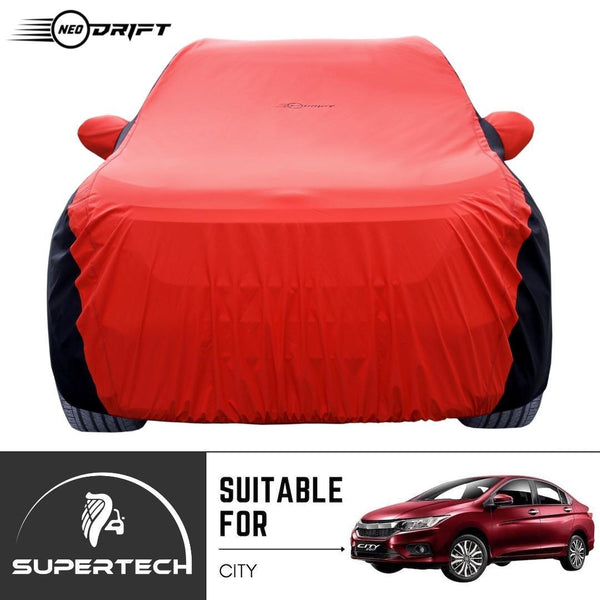 Neodrift® - Car Cover for SEDAN Honda City-#Material_SuperTech (₹5999/-)#Color_Red+Black