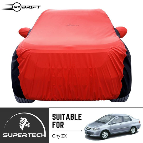 Neodrift® - Car Cover for SEDAN Honda ZX-#Material_SuperTech (₹5999/-)#Color_Red+Black