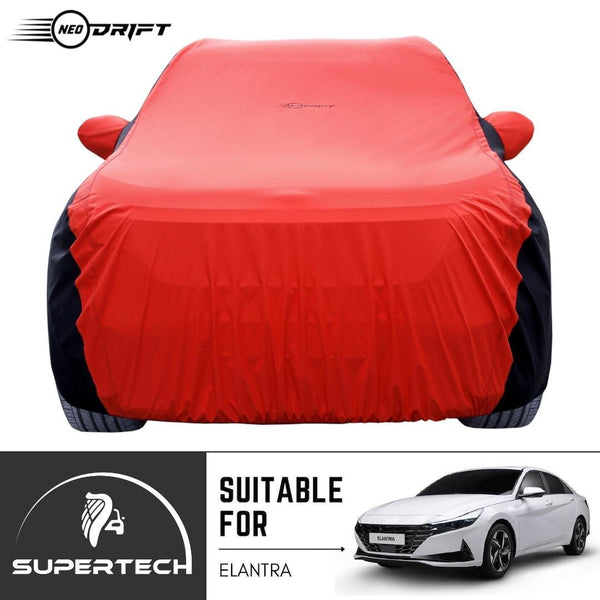 Neodrift® - Car Cover for SEDAN Hyundai Elantra-#Material_SuperTech (₹5999/-)#Color_Red+Black