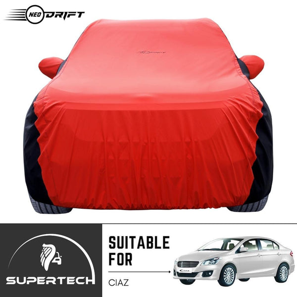 Neodrift® - Car Cover for SEDAN Maruti Suzuki Ciaz-#Material_SuperTech (₹5999/-)#Color_Red+Black