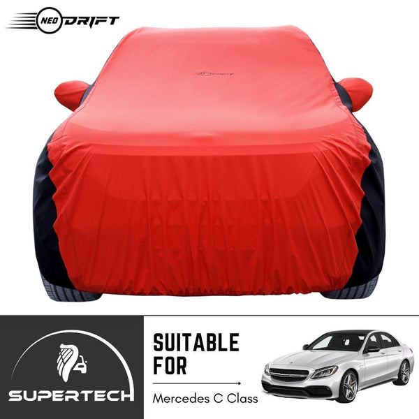 Neodrift® - Car Cover for SEDAN Mercedes C Class-#Material_SuperTech (₹6499/-)#Color_Red+Black