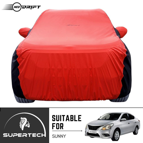 Neodrift® - Car Cover for SEDAN Nissan Sunny-#Material_SuperTech (₹5999/-)#Color_Red+Black