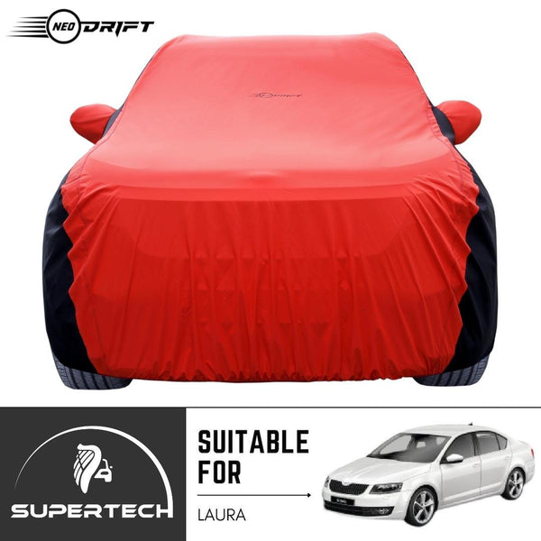 Neodrift® - Car Cover for SEDAN Skoda Laura-#Material_SuperTech (₹5999/-)#Color_Red+Black