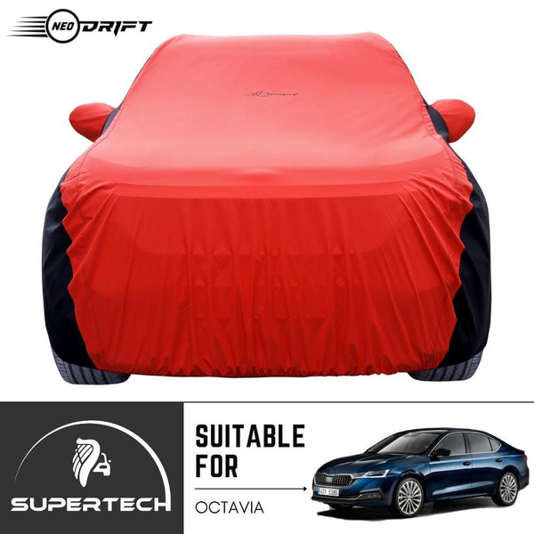 Neodrift® - Car Cover for SEDAN Skoda Octavia-#Material_SuperTech (₹5999/-)#Color_Red+Black