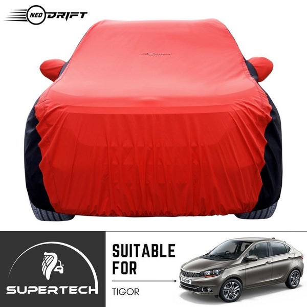Neodrift® - Car Cover for SEDAN Tata Tigor-#Material_SuperTech (₹5999/-)#Color_Red+Black