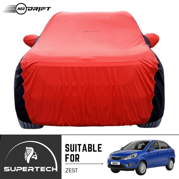 Neodrift® - Car Cover for SEDAN Tata Zest-#Material_SuperTech (₹5999/-)#Color_Red+Black