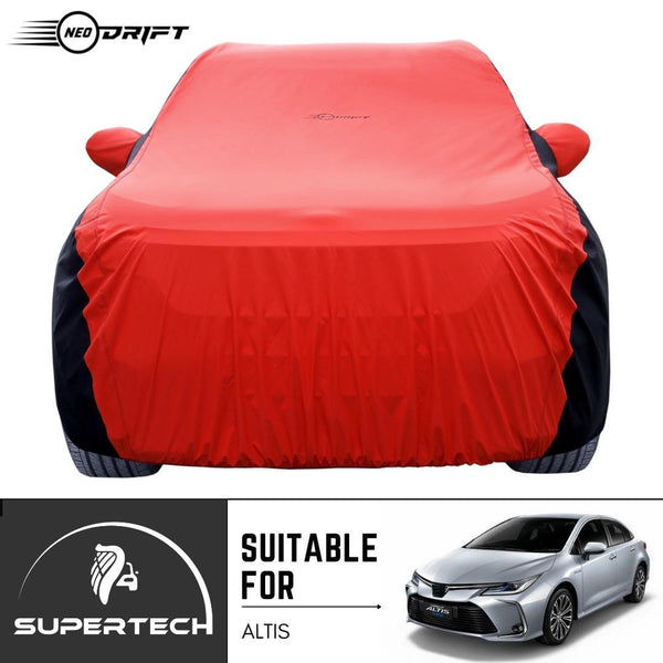 Neodrift® - Car Cover for SEDAN Toyota Altis-#Material_SuperTech (₹5999/-)#Color_Red+Black