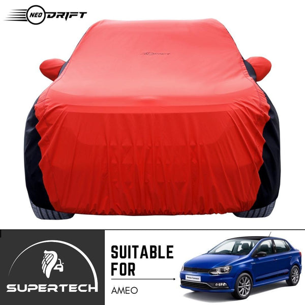 Neodrift® - Car Cover for SEDAN Volkswagen Ameo-#Material_SuperTech (₹5999/-)#Color_Red+Black