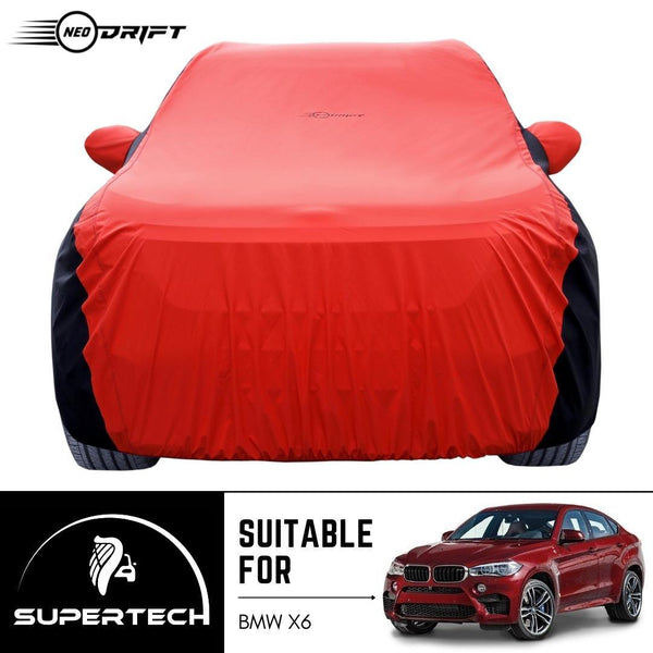 Neodrift® - Car Cover for SUV BMW X6-#Material_SuperTech (₹6999/-)#Color_Red+Black