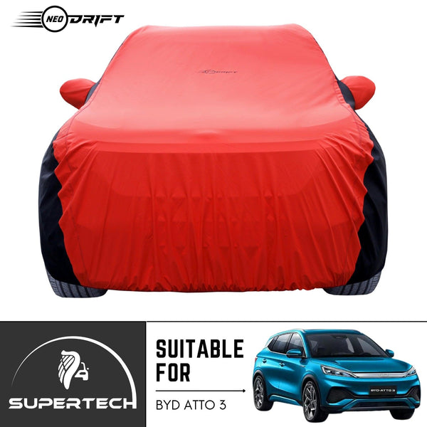 Neodrift® - Car Cover for SUV BYD Atto 3-#Material_SuperTech (₹6499/-)#Color_Red+Black