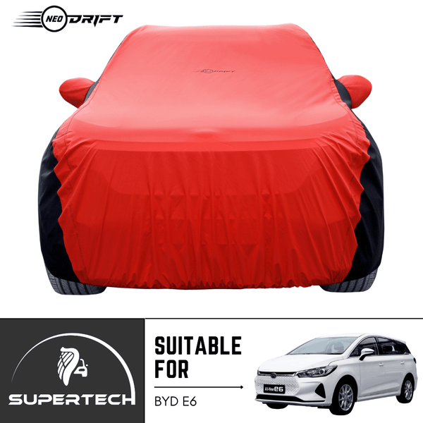 Neodrift® - Car Cover for SUV BYD E6-#Material_SuperTech (₹6499/-)#Color_Red+Black