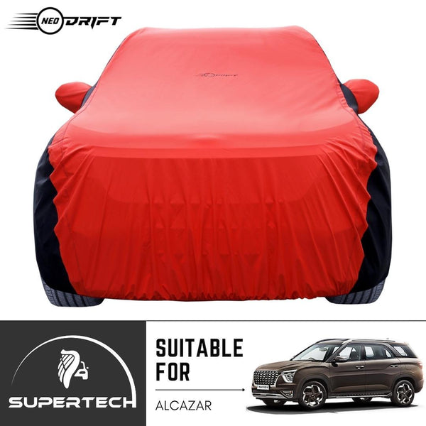 Neodrift® - Car Cover for SUV Hyundai Alcazar-#Material_SuperTech (₹6499/-)#Color_Red+Black