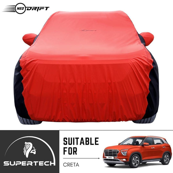 Neodrift® - Car Cover for SUV Hyundai Creta-#Material_SuperTech (₹6499/-)#Color_Red+Black