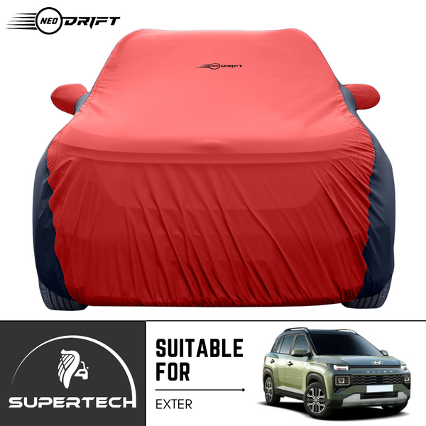 Neodrift® - Car Cover for SUV Hyundai Exter-#Material_SuperTech (₹6499/-)#Color_Red+Black