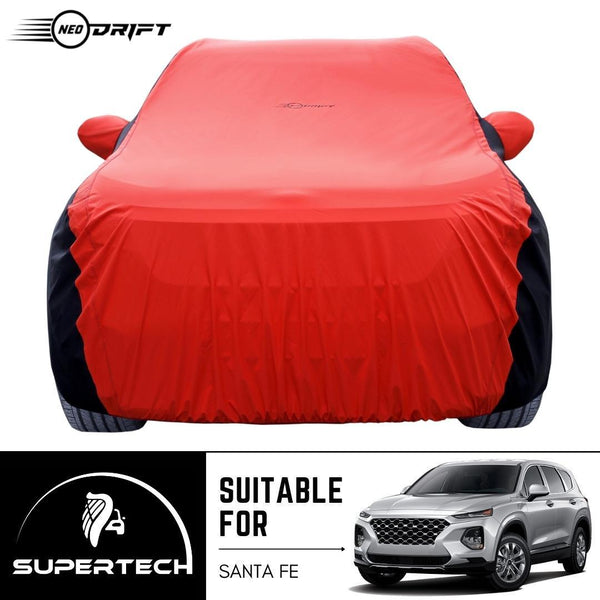 Neodrift® - Car Cover for SUV Hyundai Santafe-#Material_SuperTech (₹6999/-)#Color_Red+Black