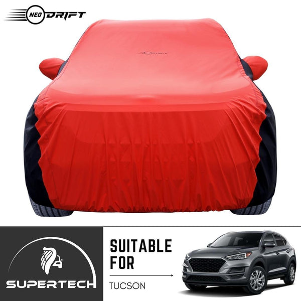 Neodrift® - Car Cover for SUV Hyundai Tucson-#Material_SuperTech (₹6499/-)#Color_Red+Black