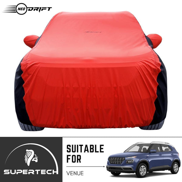 Neodrift® - Car Cover for SUV Hyundai Venue-#Material_SuperTech (₹6499/-)#Color_Red+Black
