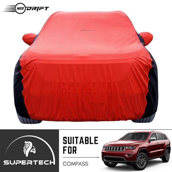 Neodrift® - Car Cover for SUV Jeep Compass-#Material_SuperTech (₹6499/-)#Color_Red+Black