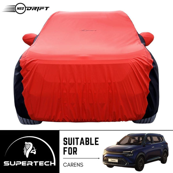 Neodrift® - Car Cover for SUV Kia Carens-#Material_SuperTech (₹6499/-)#Color_Red+Black