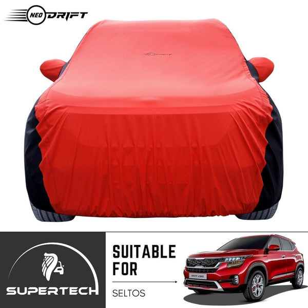 Neodrift® - Car Cover for SUV Kia Seltos-#Material_SuperTech (₹6499/-)#Color_Red+Black