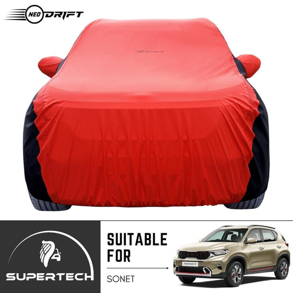 Neodrift® - Car Cover for SUV Kia Sonet-#Material_SuperTech (₹6499/-)#Color_Red+Black