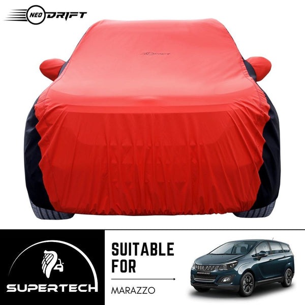 Neodrift® - Car Cover for SUV Mahindra Marazzo-#Material_SuperTech (₹6499/-)#Color_Red+Black