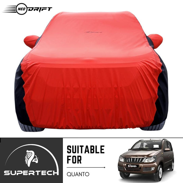Neodrift® - Car Cover for SUV Mahindra Quanto-#Material_SuperTech (₹6499/-)#Color_Red+Black