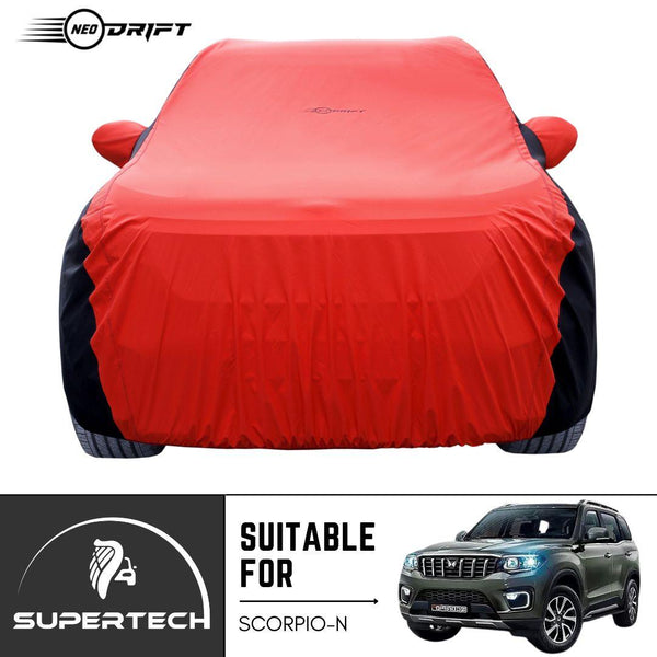 Neodrift® - Car Cover for SUV Mahindra Scorpio-N-#Material_SuperTech (₹6499/-)#Color_Red+Black