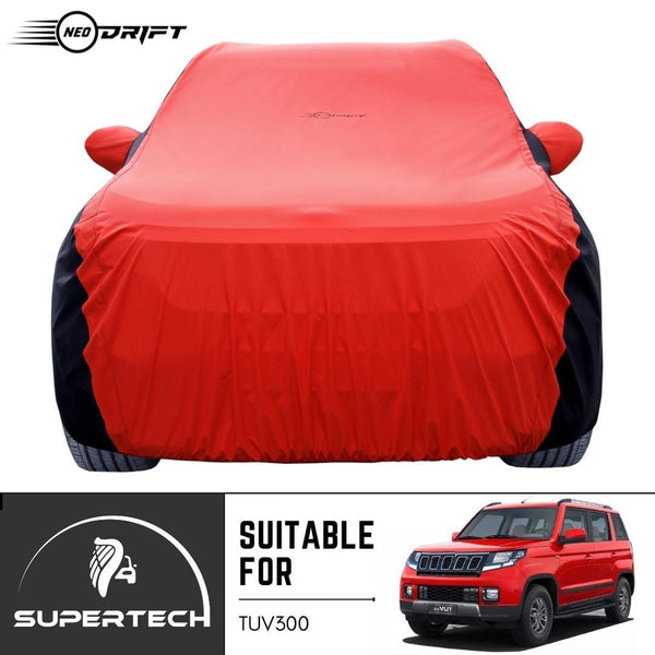 Neodrift® - Car Cover for SUV Mahindra TUV 300-#Material_SuperTech (₹6499/-)#Color_Red+Black