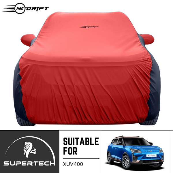 Neodrift® - Car Cover for SUV Mahindra XUV 400-#Material_SuperTech (₹6499/-)#Color_Red+Black