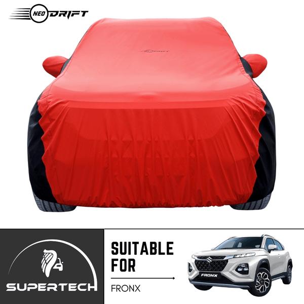 Neodrift® - Car Cover for SUV Maruti Suzuki Fronx-#Material_SuperTech (₹6499/-)#Color_Red+Black