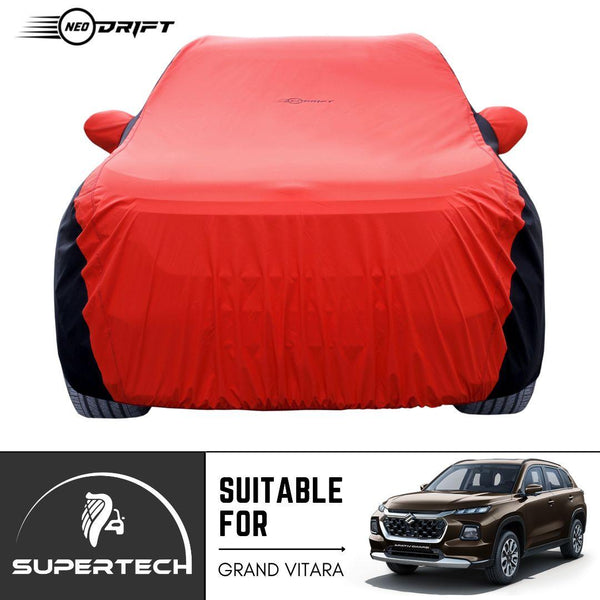 Neodrift® - Car Cover for SUV Maruti Suzuki Grand Vitara-#Material_SuperTech (₹6499/-)#Color_Red+Black