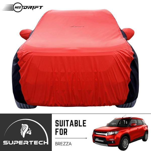 Neodrift® - Car Cover for SUV Maruti Suzuki Vitara Brezza/Brezza-#Material_SuperTech (₹6499/-)#Color_Red+Black