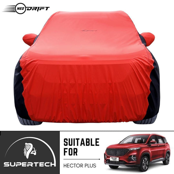 Neodrift® - Car Cover for SUV MG Hector Plus-#Material_SuperTech (₹6499/-)#Color_Red+Black