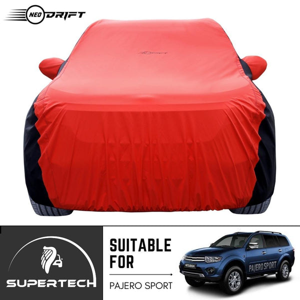 Neodrift® - Car Cover for SUV Mitsubishi Pajero Sports-#Material_SuperTech (₹6999/-)#Color_Red+Black