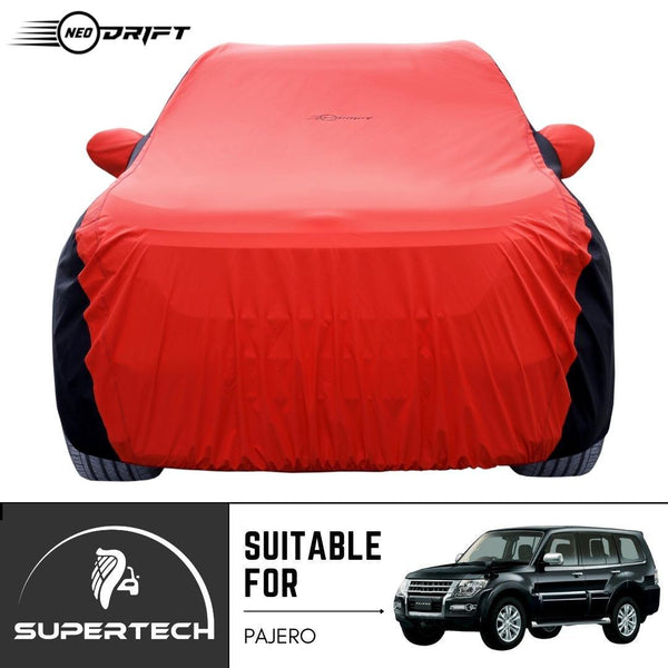 Neodrift® - Car Cover for SUV Mitsubishi Pajero-#Material_SuperTech (₹6999/-)#Color_Red+Black