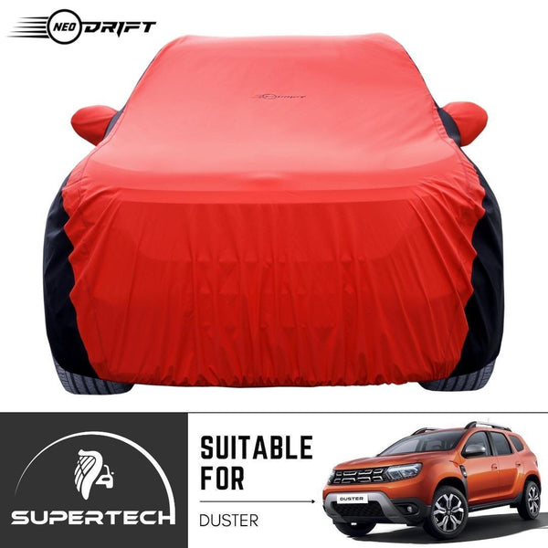 Neodrift® - Car Cover for SUV Renault Duster-#Material_SuperTech (₹6499/-)#Color_Red+Black