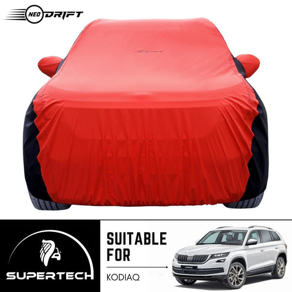 Neodrift® - Car Cover for SUV Skoda Kodiaq-#Material_SuperTech (₹6499/-)#Color_Red+Black
