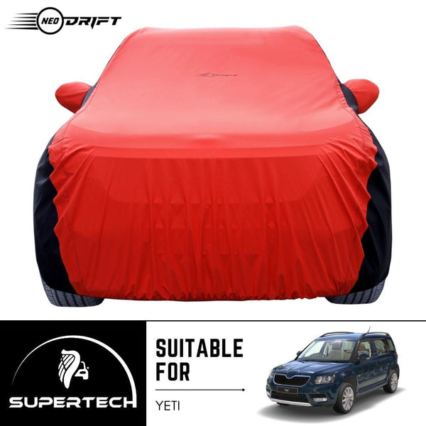 Neodrift® - Car Cover for SUV Skoda Yeti-#Material_SuperTech (₹6499/-)#Color_Red+Black