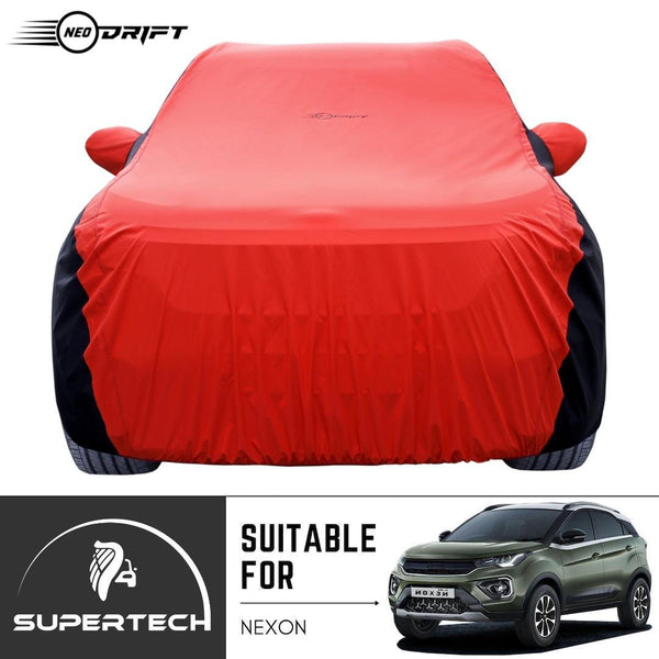 Neodrift® - Car Cover for SUV Tata Nexon-#Material_SuperTech (₹6499/-)#Color_Red+Black